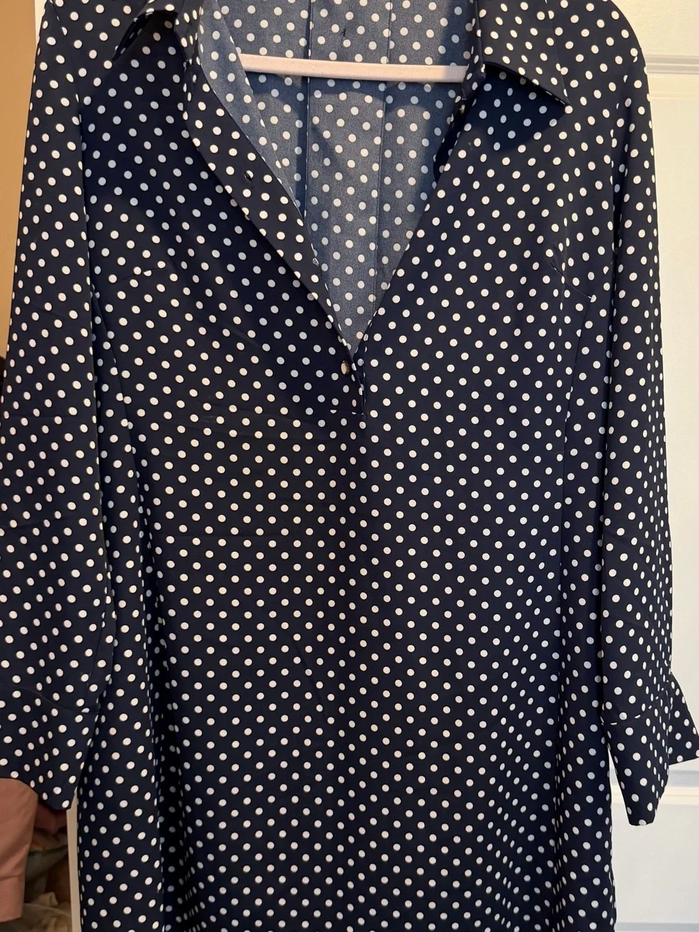 Zara Navy Blue Polka Dot Long Sleeve Dress - Picture 3 of 3
